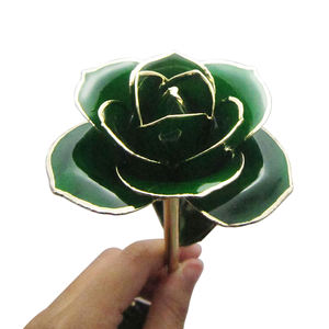 ดอกกุหลาบหรูหราเคลือบทองคำ 24k สำหรับขายส่ง ดอกไม้ชุบทองคำธรรมชาติเคลือบเงา ใช้ตกแต่ง - Product Image 2