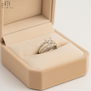 Nouveautés : Bague de fiançailles semi-montée en or massif 18 carats blanc et jaune avec diamants naturels, style vintage - Product Image 6