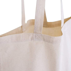 Bolso de compras reutilizable de lona de algodón personalizado blanco liso bordado personalizado - Product Image 6