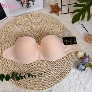 924 # Sujetador con aros push-up sin tirantes Sexy para mujer 1/2 Copa Color sólido moda Popular verano moda punto ajustado al por mayor - Product Image 3