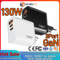 Chargeur mural multi-téléphones 130W, adaptateur de chargeur mural PD, 3 ports PPS 45W 65W, charge rapide QC 3.0, chargeur Gan, fabricant OEM