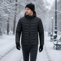 Blouson d'hiver pour homme avec 9 zones chauffantes, coupe-vent en polyester, fermeture éclair sur le devant, capuche et poches avant, gilet chaud