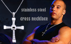 Männer Frauen Modeschmuck Geschwindigkeit und Leidenschaft 8 Custom Silber Edelstahl Kreuz Halskette - Product Image 6