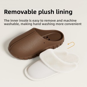 Chaussons d'<span class=keywords><strong>hiver</strong></span> chauds en EVA avec doublure polaire, semelle épaisse en EVA et talon entièrement fermé pour femmes et hommes - Product Image 4
