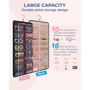 Organisateur de lunettes de soleil suspendu, boîte de rangement murale double face pour les voyages et la maison - Product Image 2