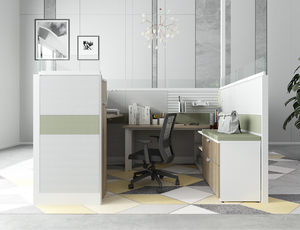 Modular Office Partition Cubicle U-Shape Workstation Desk <strong>Table</strong> with Privacy <strong>Panel</strong> - Product Image 2