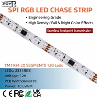 Bande LED numérique RGB TM1934 12V 2835 120 LED SPI programmable pour l'éclairage architectural des bâtiments