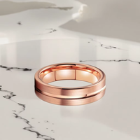 Bague de mariage classique et raffinée en tungstène or rose 6 mm avec une seule rainure, cadeau de fiançailles, bague de couple pour un usage quotidien
