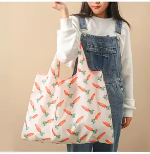 Bolsa reciclable al por mayor, bolsa con asa ecológica para mujer, bolsa plegable, bolsa de compras para regalo de vacaciones