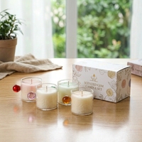 Bougie en verre mignonne de style dessin animé avec poignée colorée, bougies parfumées en cire de soja faites à la main pour la décoration de la maison, coffret cadeau en gros