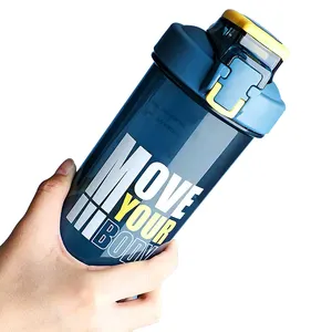 Tragbare große Kapazität Kunststoff Fitness Sport Wasser flasche Milch shake Protein Pulver Mixing Ball Stroh Shake Cup