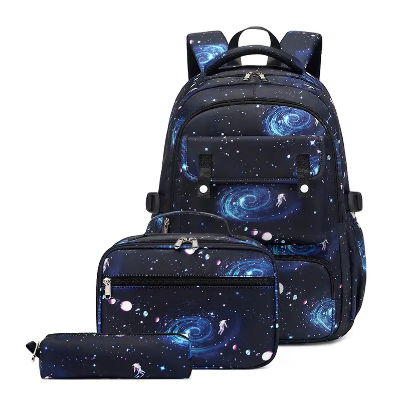 Benutzer definierte Nylon Ultraleichte Freizeit Space Star Schult asche Große Kapazität 3 in 1 Schul rucksack Set