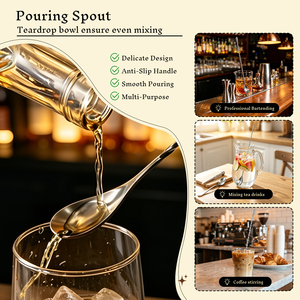 Cuchara de Barra de Acero Inoxidable de 12 Pulgadas con Mango Largo, Juego de Herramientas de Barra Ecológicas para Mezclar y Agitar Bebidas, Opción de Logotipo Personalizado - Product Image 4