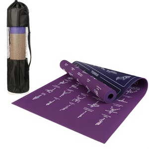Tapis de <span class=keywords><strong>yoga</strong></span> double face avec 75 illustrations de poses et exercices d'étirement, antidérapant, extra épais, sac de rangement, cadeau pour débutants - Product Image 5