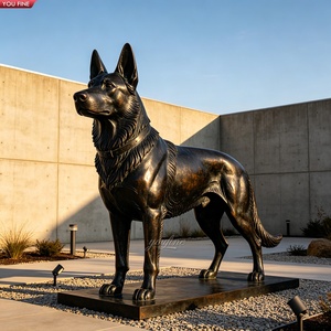 Sculpture de <span class=keywords><strong>Berger</strong></span> <span class=keywords><strong>Allemand</strong></span> assis grandeur nature en bronze YOUFINE, Statue de <span class=keywords><strong>Malinois</strong></span> en bronze pour la décoration de portail de villa, cour et aménagement paysager - Product Image 2