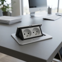 Prise de bureau escamotable T146 norme UE 13A à 2 prises, en laiton, encastrée pour tables de conférence de bureau