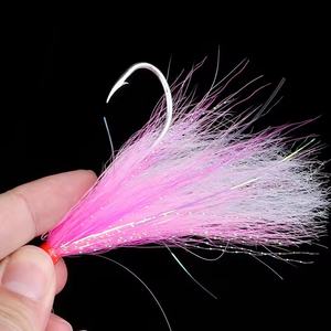 Hameçons de pêche Big Eyes UV Bucktail Teasers en acier à haute teneur en carbone à deux ardillons pour leurres de pêche Steelhead Minnow, saumon et bar. - Product Image 4