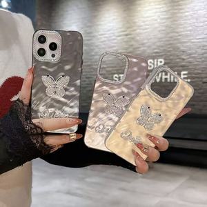 25005 bướm thư PC trường hợp khó khăn cho Apple 12 13 Promax điện thoại kim cương Ống kính bảo vệ khung Tương thích iPhone 11 12 13 - Product Image 5