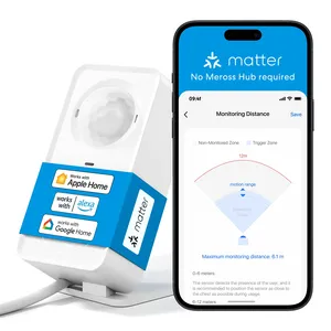 Détecteur de présence humaine WiFi <span class=keywords><strong>Meross</strong></span> EU/US Matter MS600, détecteur radar avec capteur de luminosité/distance pour maison intelligente - Product Image 1