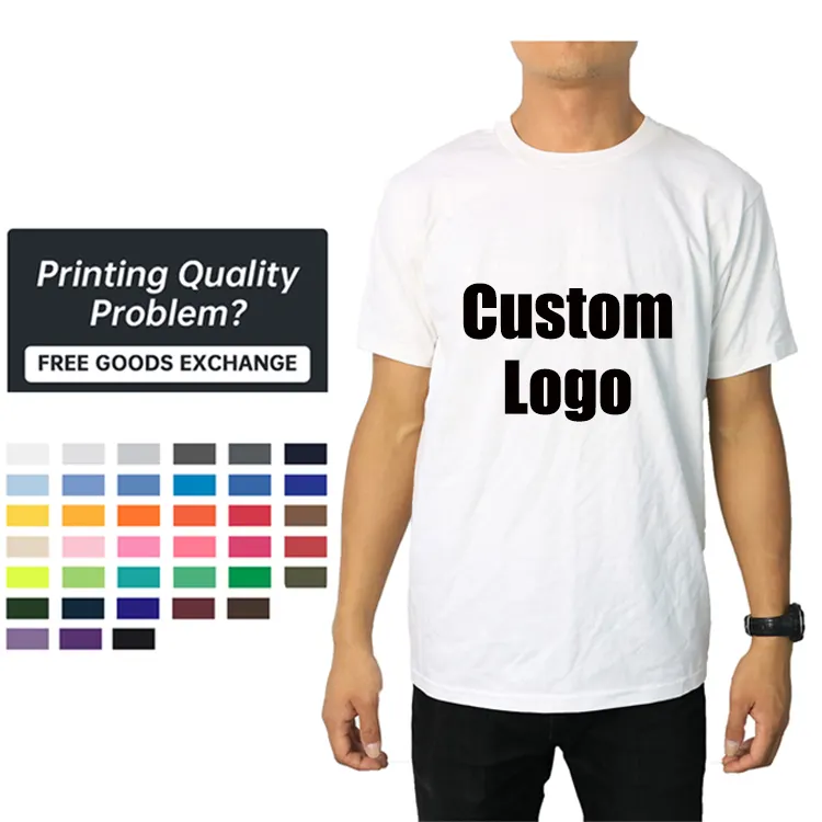 Camiseta de algodão 100% de gola o personalizada, camiseta de algodão para personalizar com impressão de logotipo