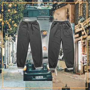 กางเกงวอร์มขาบานทรงหลวมสีดำสำหรับผู้ชาย ผ้าโพลีเอสเตอร์ - Product Image 3