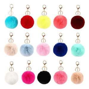 Fluffy Faux Fur Pom Pom Keychain Colorful Soft <b>Puff</b> Ball <b>Bag</b> Charm Lobster Clasp Custom Logo Wholesale Plush Key Accessory - Product Image 2