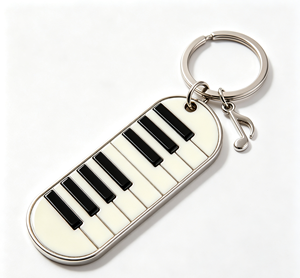 <b>Custom</b> Piano Key Metal Key Chain Silver Plated Enamel <b>Dog</b> <b>Tag</b> Keyring Musical Note Gift - Product Image 4