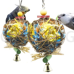 Juguetes de aves colgantes, juguetes de ratán coloridos, accesorios para morder - Product Image 3