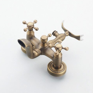 WANFAN HJ-6762 <strong>Shower</strong> Set With Telephone Type <strong>Hand</strong> Held <strong>Shower</strong> Head Antique Brass Wall Mount Bathtub Faucet - Product Image 5