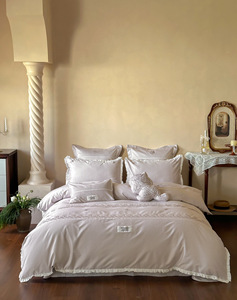 Biancheria da letto da sposa in pizzo tridimensionale fodera per federa da letto di prima scelta francese romantico - Product Image 1