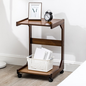 Solid Wood Movable Bedside <b>Table</b> <b>With</b> <b>Wheels</b> For Bedroom Living Room Simple Nightstand Mini <b>Side</b> <b>Table</b> - Product Image 1