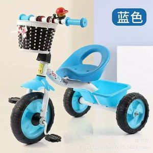 Childrens Tricycle 3 Wheels Blue Seat With Basket For 2 To 4 Years Indoor Outdoor Use Metal Frame Foaming Wheels - Product Image 3