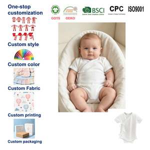 Custom Baby 100% Combed Cotton Short-sleeved Triangle Side-opening Onesie for <strong>Boys</strong> and Girls Baby <strong>Onsies</strong> - Product Image 1