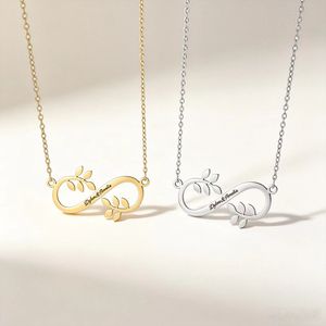 Collana con Simbolo Infinito Personalizzata con <span class=keywords><strong>Nomi</strong></span> e Alfabeto Incisi, Catene in Acciaio Inossidabile Placcato Oro per Donne e Uomini - Product Image 2