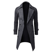 Manteau de Vent Homme OEM/ODM Trench Slim Élégant Croisé Long Coupe-Vent Vêtement d'Extérieur Veste Homme