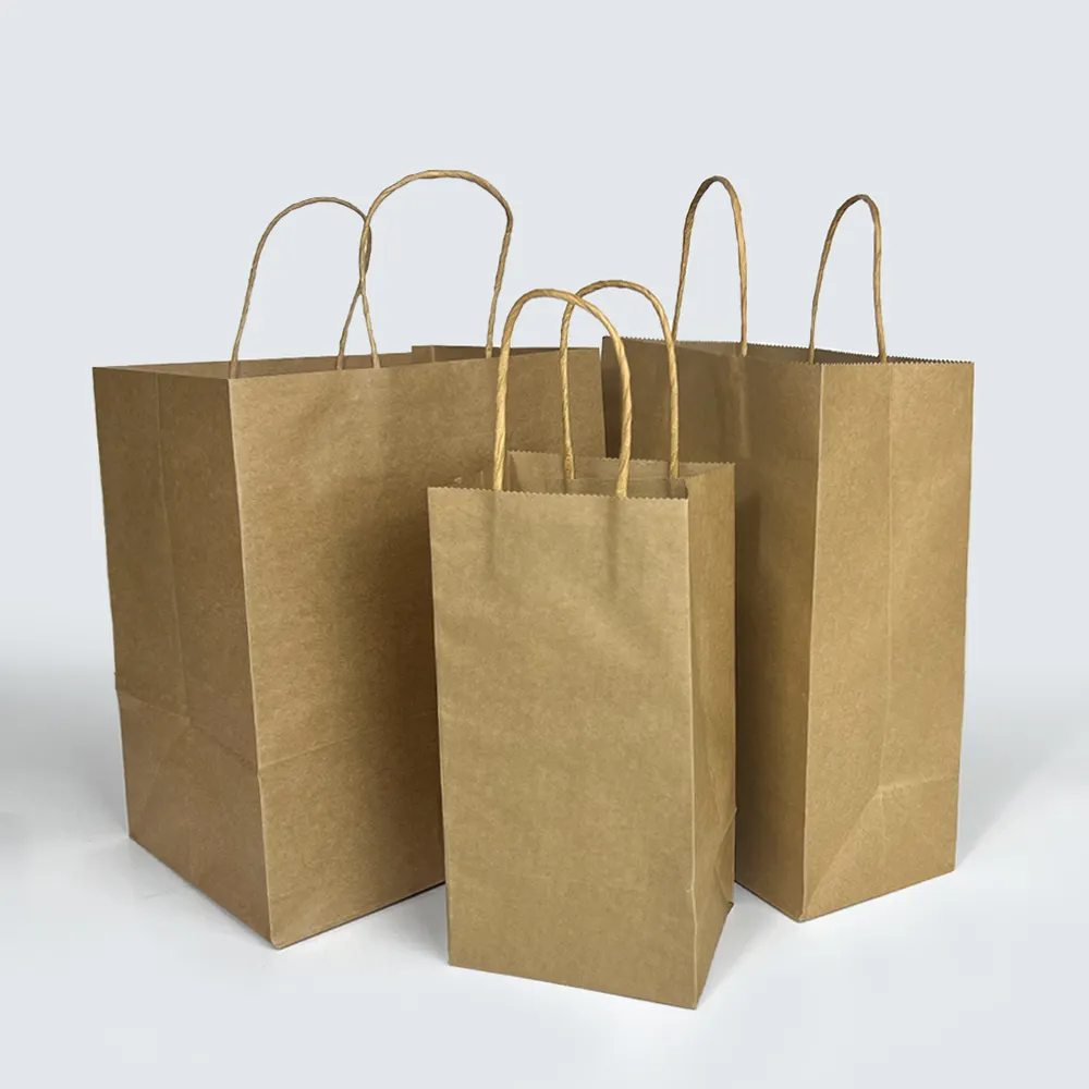 ZJPACK Hot Sale Umweltschutz Kraft papier Verpackungs tasche zum Mitnehmen mit Griff
