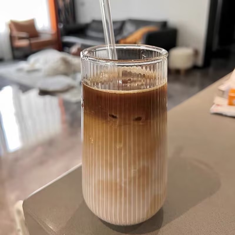 High borosilicate glass 500ml juice cup 16oz design glass cup