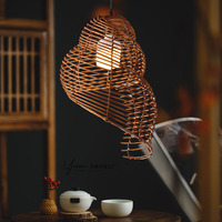Lustre en rotin japonais, chapeau de paille, coquillage, nid d'oiseau, rétro, salle à manger, séjour, restaurant, fondue