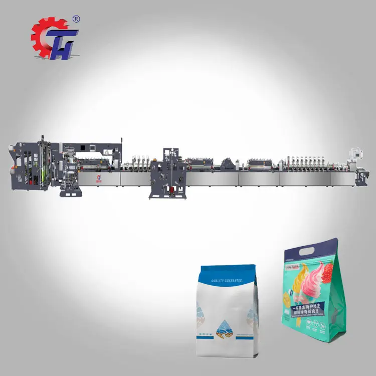 High - speed production plastic eight side sealing flat bottom zipper bag packaging material making machines