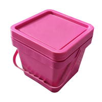 Seau à glace en plastique rose de qualité alimentaire, hermétique, réutilisable, couleurs personnalisables, seau carré en plastique de 5 gallons