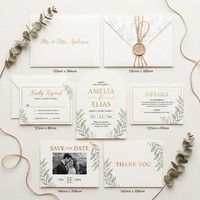 Conjunto de Invitaciones de Boda Personalizadas |   Papel Kraft y Cartón con Estampado Dorado en Relieve para Organizadores de Bodas