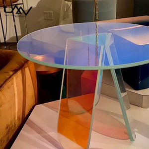 Tavolino da Caffè Nordico Colorato, Tavolino Laterale per Soggiorno in Acrilico <span class=keywords><strong>Trasparente</strong></span>, Tavolino Rotondo Semplice e di Lusso - Product Image 4