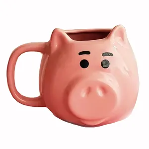 Persönlichkeit 3D Schwein Gesicht Keramik Tasse Schweinekopf Kaffeetasse 450ml Büro Frühstück Milch becher Paar Geschenk Kaffeetassen Tassen und Tassen