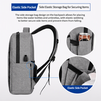 Sac à dos pour ordinateur portable en tissu Oxford personnalisé en usine avec poche avant zippée et pochette pour trolley, idéal pour le travail quotidien et les voyages d'affaires