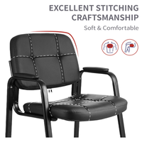 Chaise de bureau ergonomique en similicuir avec accoudoir en cuir PU Chaise d'invité de bureau au design moderne pour la maison et la salle d'attente