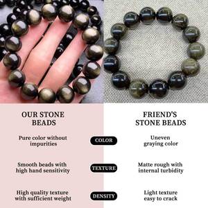 High Quality 4/6/8/10/12mm Natural Round Loose <strong>Black</strong> Stone <strong>Gold</strong> Obsidian Crystal <strong>Beads</strong> for Jewelry Bracelet Making - Product Image 2