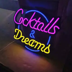 Fabrikant Snelle Levering Dropshipping Cocktails & Dromen Led Neon Letterteken Aangepaste Led Light Logo Neon Bord Neon Oogschaduw