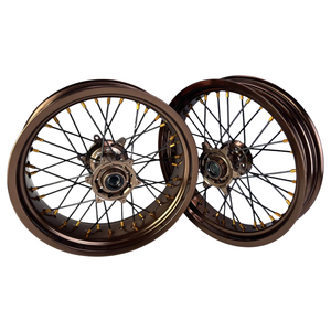 Fábrica de alto rendimiento de bajo <span class=keywords><strong>precio</strong></span> Dirt Bike 17 ''aleación de aluminio 7116 llanta de bronce <span class=keywords><strong>Supermoto</strong></span> 36 rueda de radios ajuste <span class=keywords><strong>KTM</strong></span> EXC - Product Image 1
