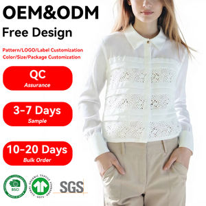 Camicia Protettiva Traspirante Personalizzata per Donne, Top Trasparente Stile Francese Chic con Colletto e Bordo in Pizzo, <span class=keywords><strong>Blusa</strong></span> Corta - Product Image 1