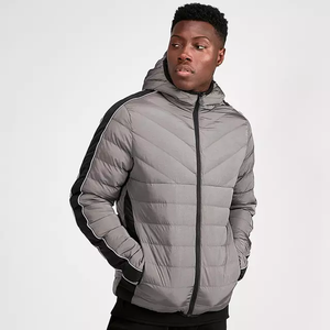 Veste d'hiver matelassée imperméable et coupe-vent pour homme OME Service, avec capuche tricotée, fermeture éclair frontale, style décontracté et tendance, effet délavé, grandes tailles - Product Image 3